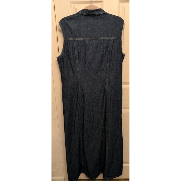 VTG Sz 16 Blue Denim Maxi Dress Y2K 90s Button Front Jumper Teacher Cottagecore - Picture 7 of 7